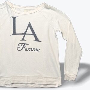 Sol Angeles LA Femme Graphic Sweatshirt Anthropologie Raglan Pullover XS USA